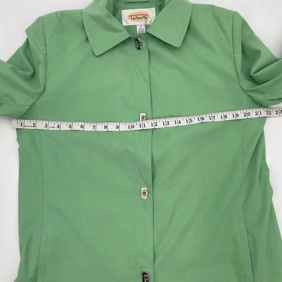 Talbots Womens Sage Green Toggle Button Rain Jacket Coat Size M - Picture 8 of 13